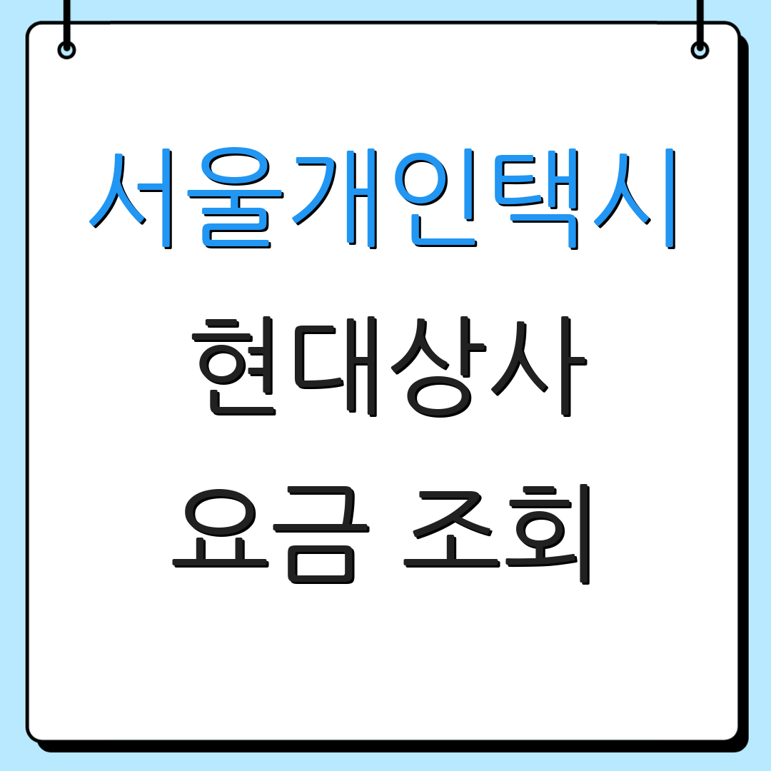 서울개인택시 현대상사 요금 조회 | 번호판 확인 | 추가 정보
