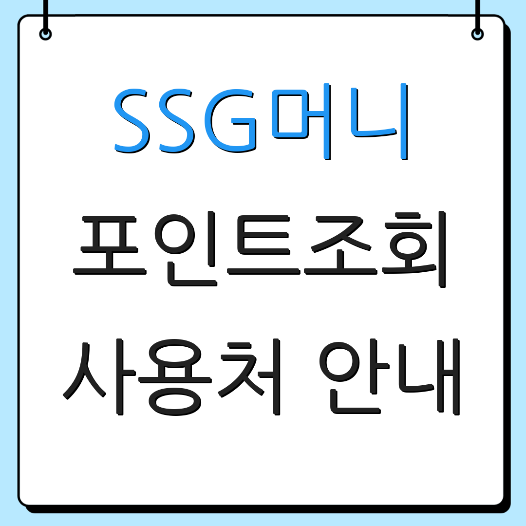 SSG머니 포인트조회 사용처 안내 | 소멸일 정보 | 추가 안내